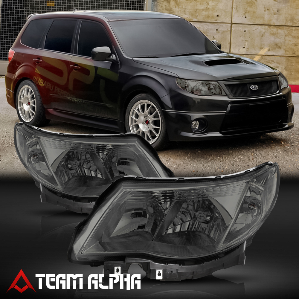Fits 20092013 Subaru Forester [Chrome/Smoke] Crystal Corner Headlight