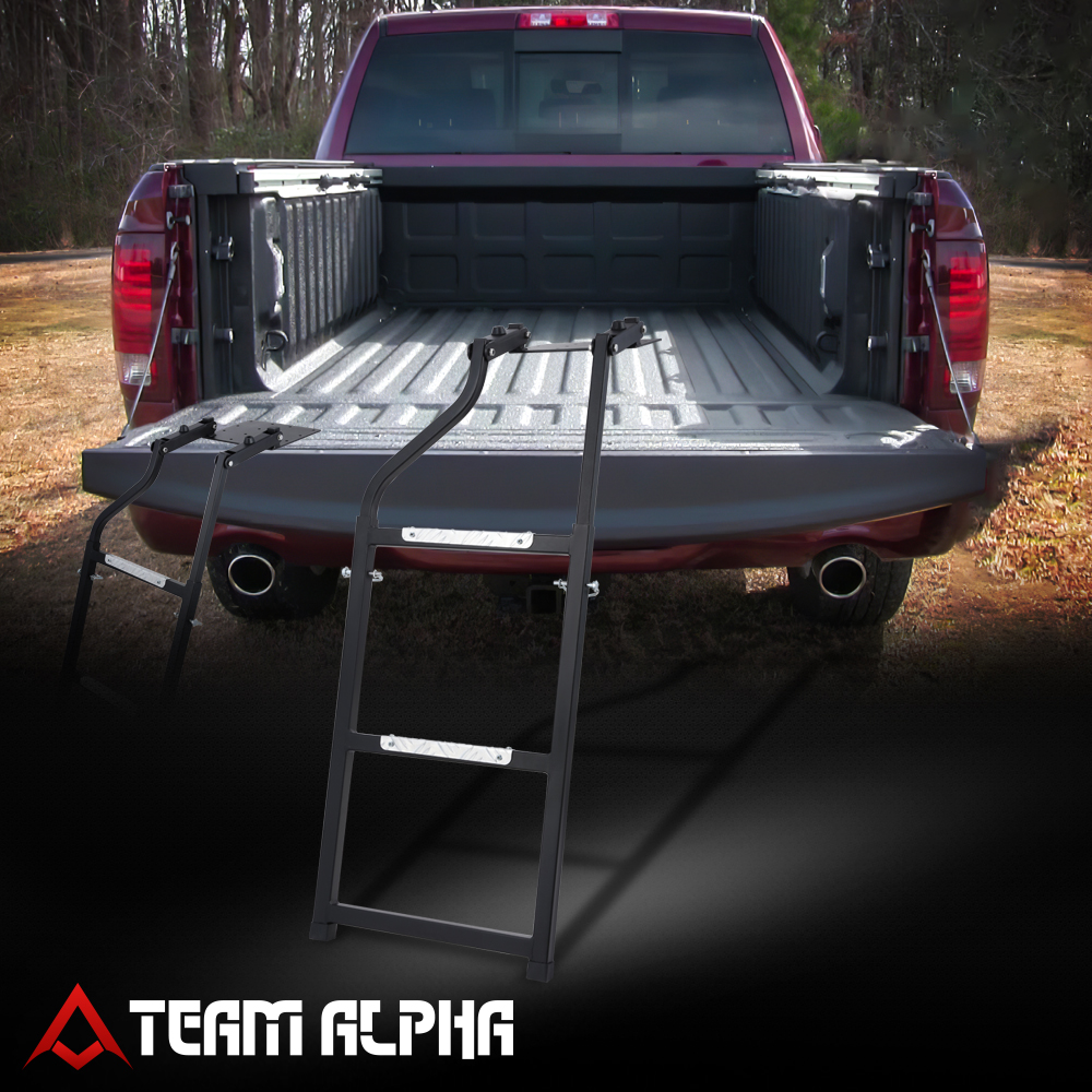 SI Foldable Tailgate Ladder Step For 2004-2014 Ford F-150 - Black Steel